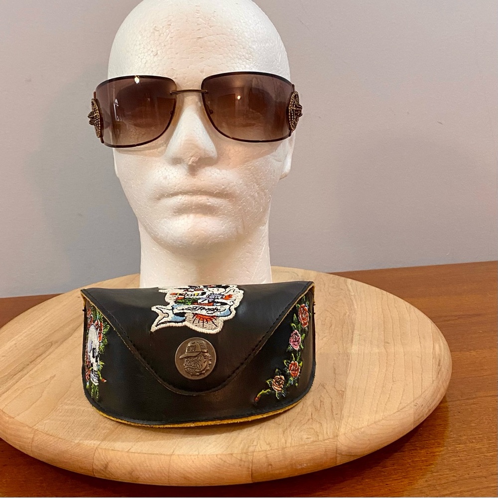 Ed Hardy EHS 039 Love Kills Slowly 3‎ Sunglasses Tortoise Sz 78-16-112 Skull